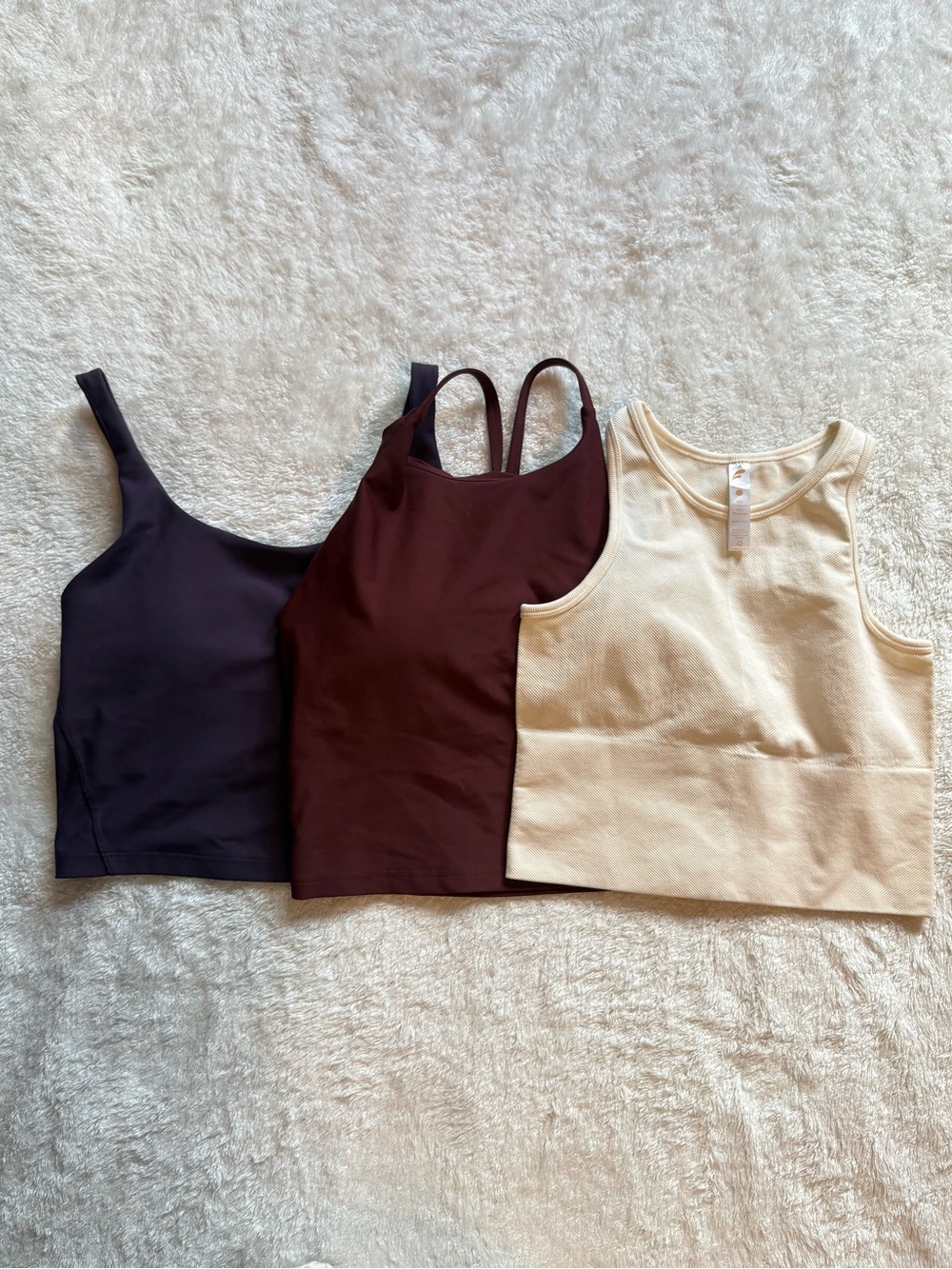 Women's Active Longline Sports Bra Tank Crop Top - Plum, Wine & Cream